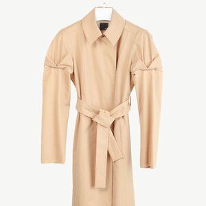 Fendi Tan Cotton Belted Pleated-Sleeve Trench Coat